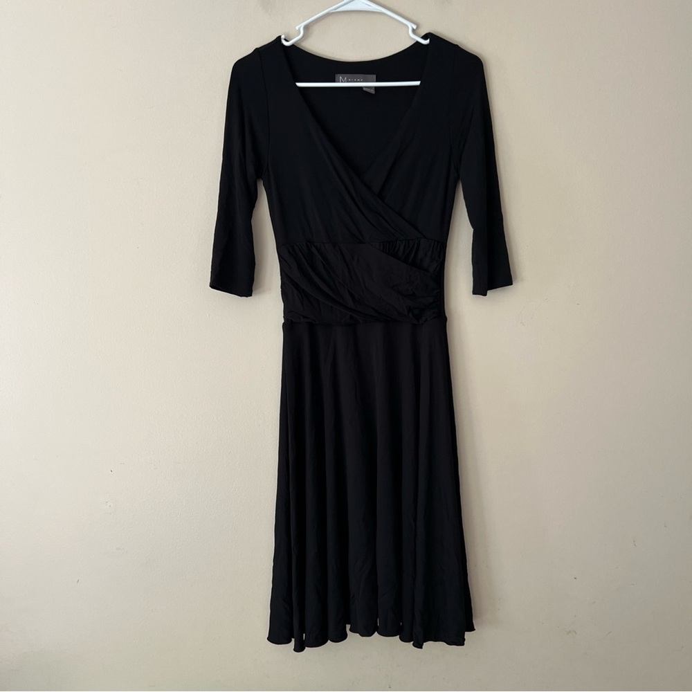 M Siamo Black Faux Wrap Dress Stretch Women’s Size Small